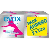 Hipercor  EVAX Liberty compresa normal con alas pack 2x12 unidades caj
