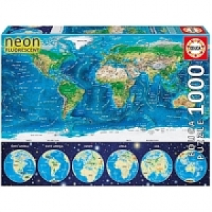 Educa Borrás - Puzzle 1000 Piezas Mapamundi Físico Neón 19.99 €