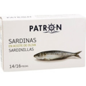 PATRON sardinillas en aceite de oliva 14-16 piezas lata 90 g 2.60 €
