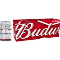 Hipercor  BUDWEISER cerveza rubia estadounidense pack 10 latas 33 cl