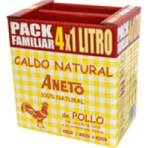 ANETO caldo de pollo 100% natural pack familiar 4 envase 1 l 12.60 €