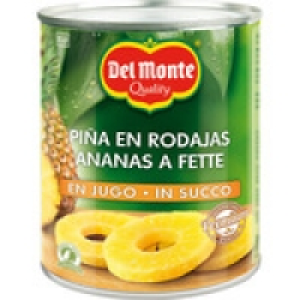 DEL MONTE piña en rodajas en su jugo lata 510 g neto escurri