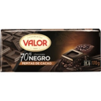 Hipercor  VALOR chocolate negro 70% con pepitas de cacao sin gluten ta