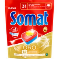 Hipercor  SOMAT detergente lavavajillas Oro 12 acciones bolsa 31 dosis