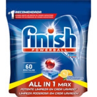 Hipercor  FINISH detergente lavavajillas Power Ball todo en 1 limón bo