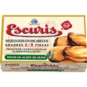 Hipercor  ESCURIS mejillones en escabeche fritos 6-8 piezas lata 70 g 