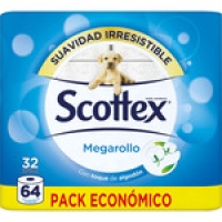 Hipercor  SCOTTEX papel higiénico Megarollo paquete 32 rollos