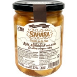 SARASA ajos aliñados con aceite de oliva virgen extra envase