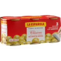 Hipercor  LA ESPAÑOLA aceitunas rellenas de anchoa pack 3 latas 50 g n