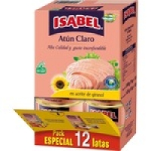 ISABEL atún claro en aceite girasol alto oleico pack 12 lata