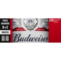 Hipercor  BUDWEISER cerveza rubia estadounidense pack 10 latas 33 cl (