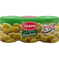 Hipercor  SERPIS aceitunas rellenas de anchoa pack 3 latas 50 g neto e