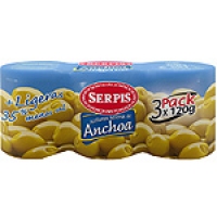 Hipercor  SERPIS aceitunas rellenas de anchoa + ligeras 35% menos sal 