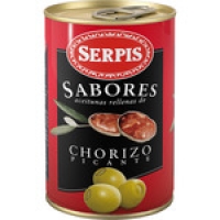 Hipercor  SERPIS SABORES aceitunas rellenas de chorizo picante lata 13