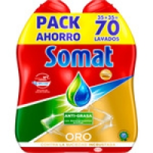 SOMAT detergente lavavajillas Oro gel anti-grasa pack 2 bote
