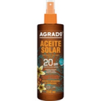 Hipercor  AGRADO aceite solar SPF-20 resistente al agua spray 250 ml