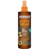 Hipercor  AGRADO aceite solar SPF-8 resistente al agua spray 250 ml