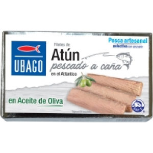 UBAGO filetes de atún pescado a caña en aceite de oliva lata 2.20 €