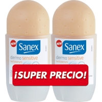 Hipercor  SANEX desodorante roll-on Dermo Sensitive Lactoserum pack 2 