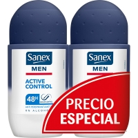 Hipercor  SANEX Men desodorante roll-on dermo Active pack 2 envase 50 