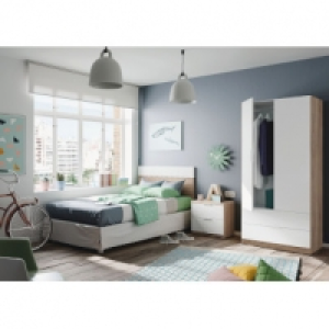 ARMARIO 2 PUERTAS + 2 CAJONES 180X81X52CM COLOR BLANCO/ROBLE
