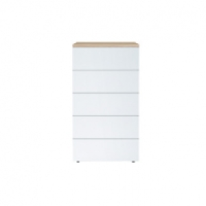 COMODA 5 CAJONES NATURE/BLANCO BRILLO
