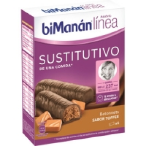 Hipercor  BIMANAN Línea Mi Comida batonnets sustitutivos sabor toffee 