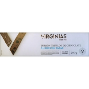 VIRGINIAS turrón trufado de chocolate al ron con pasas estuc