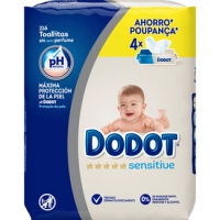 Hipercor  DODOT Sensitive toallitas infantiles sin perfume pack 4 x 54