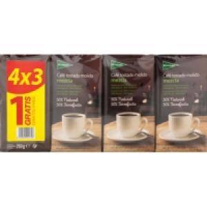 Hipercor  EL CORTE INGLES café tostado molido mezcla 50-50 pack 4 unid