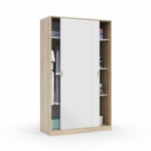 ARMARIO 2 PUERTAS CORREDERAS 200X120X50CM COLOR BLANCO/ROBLE