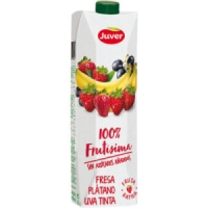 JUVER 100% Frutísima bebida de zumo de fresa, plátano y uva