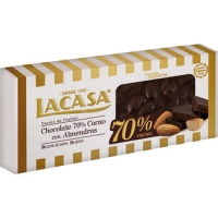 Hipercor  LACASA turrón de praliné chocolate 70% cacao con almendras S