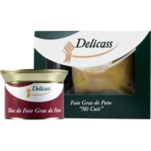 DELICASS foie gras de pato entero mi cuit envase 200 g con r