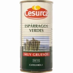 Hipercor  CESURCA espárragos verdes muy gruesos 10-15 piezas lata 205 