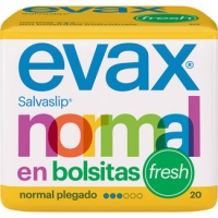 Hipercor  EVAX salvaslip Fresh normal plegado en bolsitas caja 20 unid