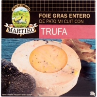 Hipercor  MARTIKO foie gras entero de pato mi cuit con trufa envase 80