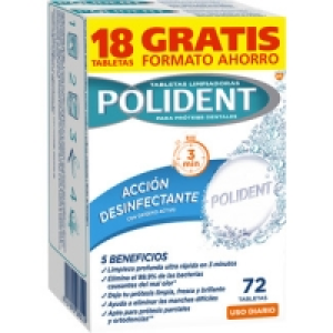 POLIDENT tabletas limpiadoras para prótesis dentales acción