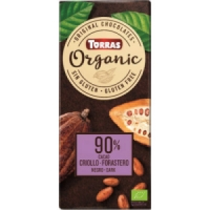 TORRAS Organic chocolate criollo negro 90% cacao ecológico y