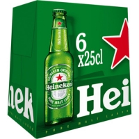 Hipercor  HEINEKEN cerveza rubia holandesa pack 6 botellas 25 cl