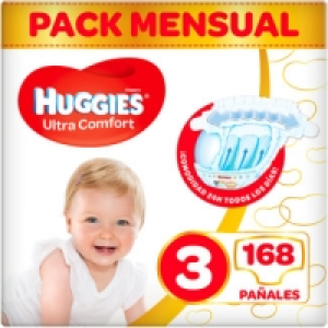 HUGGIES Ultra Comfort pañales de 4 a 9 kg talla 3 bolsa 168