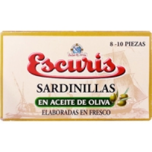 ESCURIS sardinillas en aceite de oliva 8-10 piezas lata 57 g 2.50 €