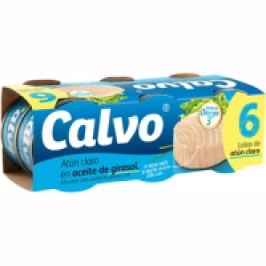 CALVO atún claro en aceite girasol pack 6 latas 52 g neto es