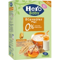 Hipercor  HERO BABY papilla 8 cereales con miel sin lactosa y sin acei