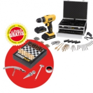 Bricoking  SET TALADRO ATORNILLADOR POWX0026LI + REGALO SET DE AJEDREZ 