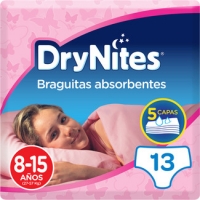 Hipercor  HUGGIES DRY NITES braguitas de noche absorbentes para niñas 