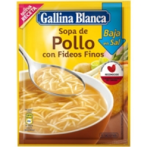 GALLINA BLANCA sopa de pollo con fideos finos baja en sal so