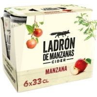 Hipercor  LADRON DE MANZANAS sidra de manzana tipo Cider pack 6 latas 