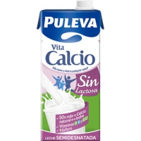 Hipercor  PULEVA leche con calcio semidesnatada Sin Lactosa brik 1 l
