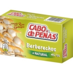 Hipercor  CABO DE PEÑAS berberechos al natural 45-55 piezas lata 63 g 